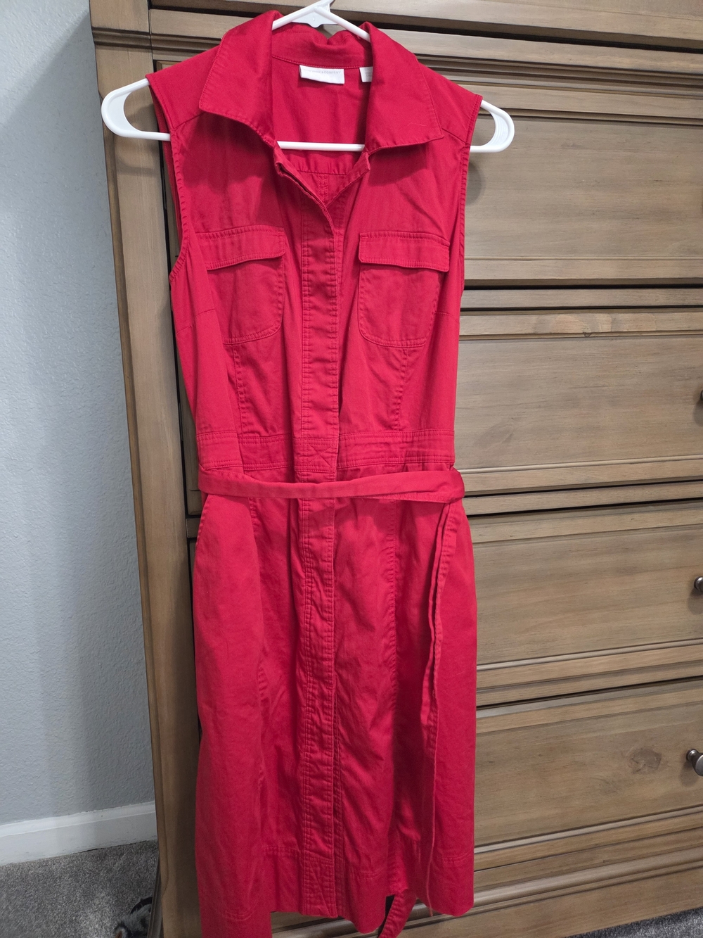 New York & Company Bright Red Collared Dress
